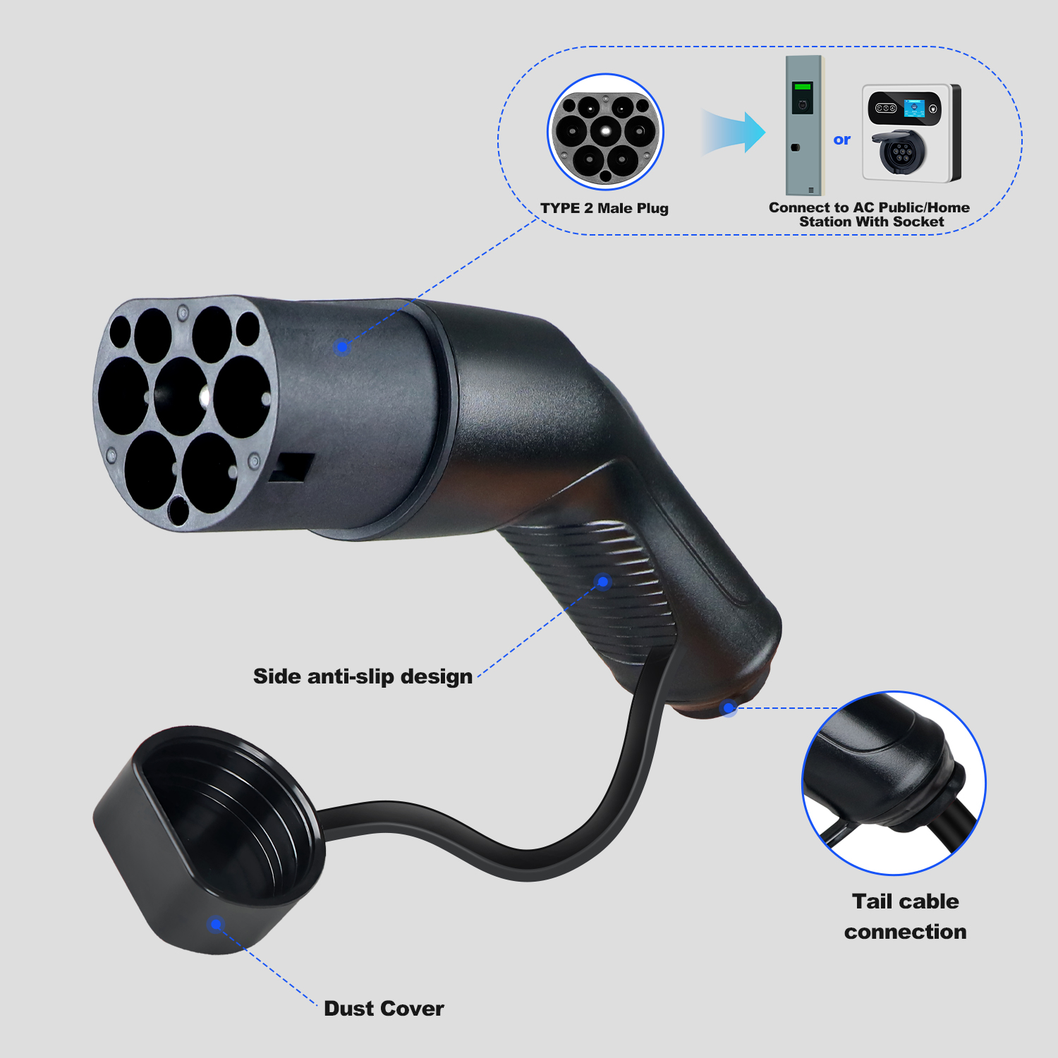 Kolanky Type2 EVS Male EV Char - Ev Charger Type 2 22Kw 32A 3 Phase 评论和价格