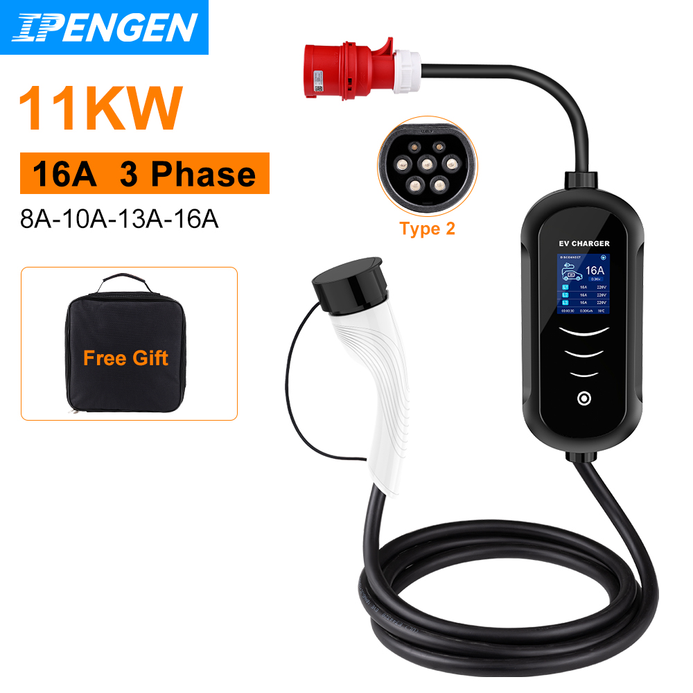 IPENGEN 11KW 16A 3 Phase EV Po - Type 2 Portable Ev Charger 11Kw Cee 评论和价格